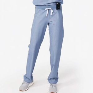 Figs Heather Denim Kade scrub bottoms LARGE